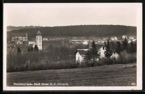 AK Geras /N. D., Stadtpanorama von einem Feld aus