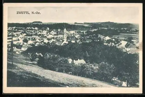 AK Zwettl /N.-Oe., Ortsansicht vom Berg aus