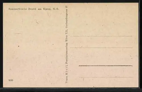 AK Zwettl am Kamp, Totalansicht mit Feldern aus der Vogelschau