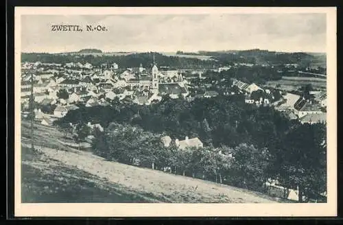 AK Zwettl /N.-Oe., Ortsansicht vom Berg aus