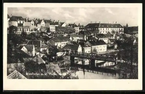 AK Waidhofen a. d. Thaya, Teilansicht mit Brücke aus der Vogelschau