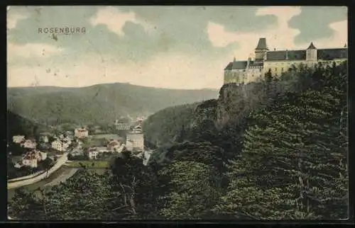 AK Rosenburg, Ortschaft und Schloss von weitem