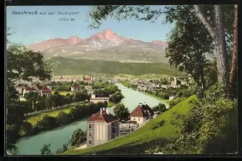 AK Innsbruck, Stadt-Panorama mit der Nockspitze