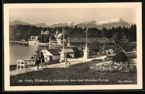 AK Velden, Wörthersee u. Karawanken, vom Hotel Möslacher-Terrasse