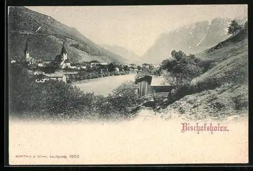 AK Bischofshofen, Ortsansicht mit See