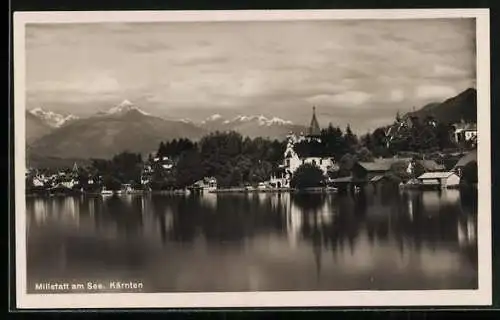 AK Millstatt am See, Ortsansicht vom See aus