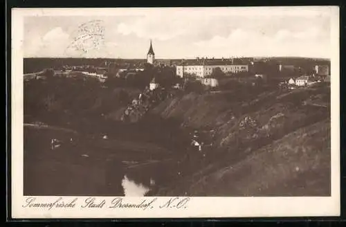 AK Drosendorf /N.-O., Ortsansicht mit Flusspartie