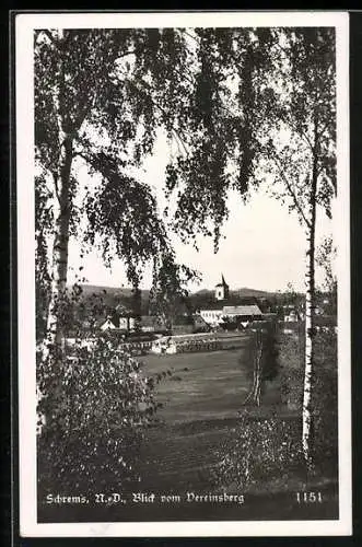 AK Schrems /N.-D., Blick vom Vereinsberg mit Kirche