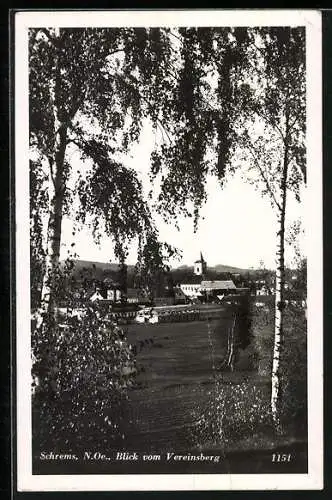 AK Schrems /N. Oe., Blick vom Vereinsberg mit Kirche