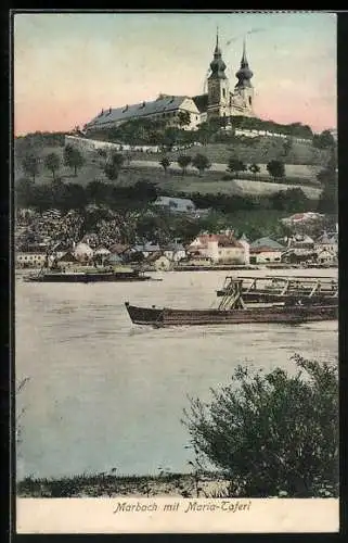 AK Maria-Taferl, Wallfahrtskirche mit Booten