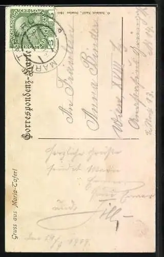 AK Maria-Taferl, Wallfahrtskirche mit Booten