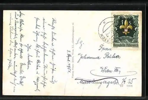 AK Wallsee an der Donau, Teilansicht mit Bäumen