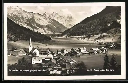 AK Bichlbach, Blick über den Ort zur Zugspitze