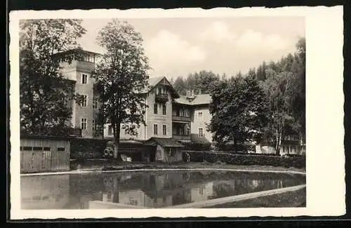 AK Salzerbad, Evangelische Anstalten, Villa Goesiana und Holländerhaus mit Schwimmbad
