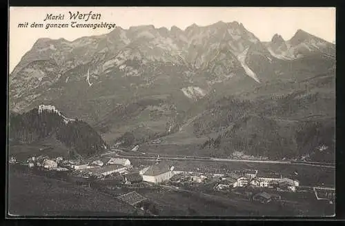 AK Markt Werfen, Ort aus der Ferne gesehen