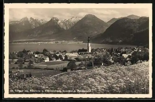 AK St. Gilgen am Abersee, Teilansicht gegen Rettenkogel, Sparber und Pleckwand