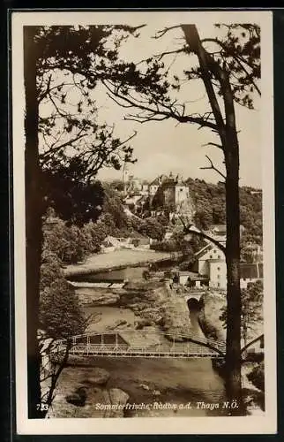 AK Raabs a. d. Thaya, Uferpartie mit Schloss und Brücke