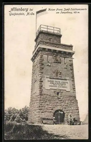 AK Altenberg bei Greifenstein, Kaiser Franz Josef-Jubiläumswarte am Tempelberg
