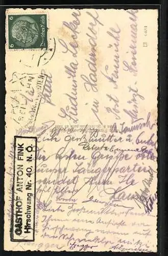 AK Hirschwang /N.-Ö., Teilansicht mit Bergen