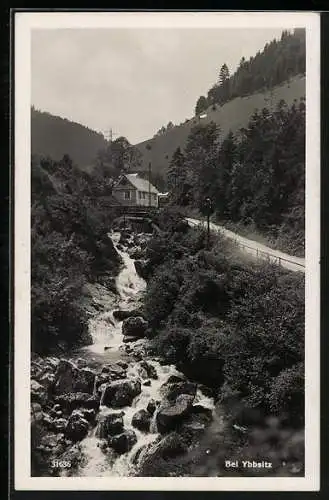 AK Ybbsitz, Holzhaus mit Wasserfall