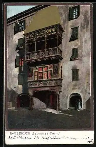 Künstler-AK Zeno Diemer: Innsbruck, Leute am Goldenen Dachl