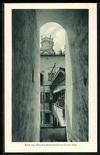 AK Salzburg, Blick von Mozarts Geburtszimmer in den Hof
