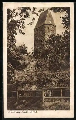 AK Zwettl /N.-Oe., Ortspartie mit zwei Frauen