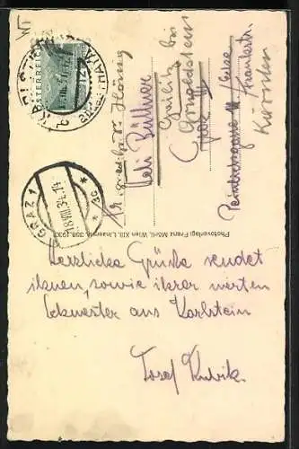 AK Karlstein a. d. Thaya, Uferpartie mit Schloss