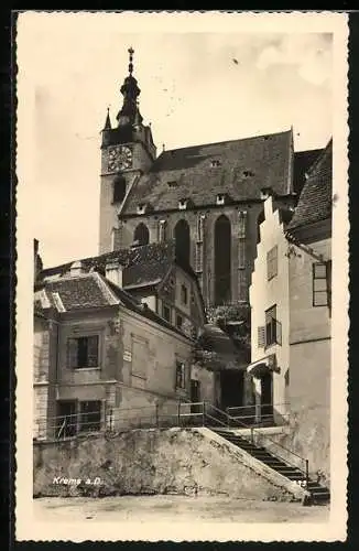 AK Krems a. D., Kirche mit Treppe