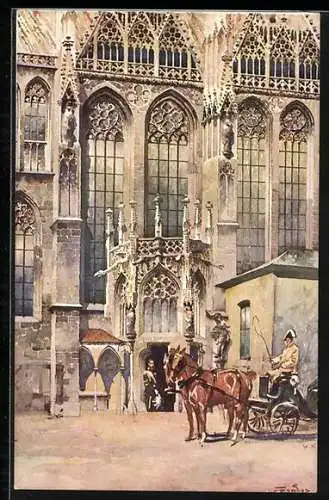 Künstler-AK Wien, Stephanskirche, Singer-Tor, Fuchs-Grabmahl