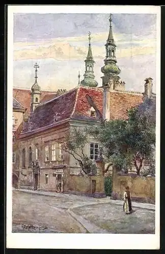 Künstler-AK E.F. Hofecker: Wien, Partie vom Heiligenkreuzerhof