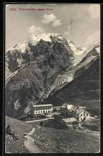 AK Franzenshöhe, Hotels und Mann am Wegesrand mit Hut