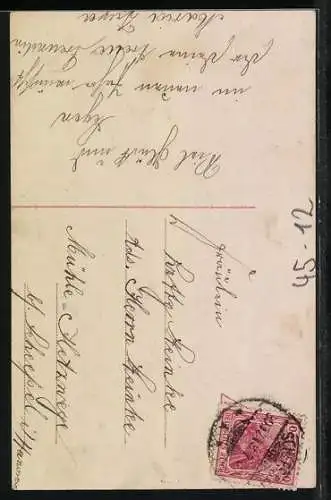 AK Kinderpaar mit Kalenderblatt auf Schlitten, Neujahrsgruss