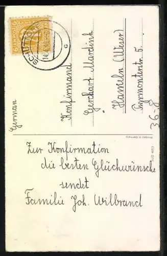 AK Gänseblumen, Sei fröhlich und getrost, denn der Herr kann auch grosse Dinge tun, Jael 2.21, Sinnspruch