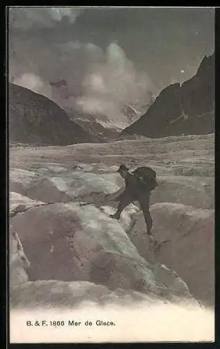 AK Mer de Glace, Bergsteiger mit Hacke