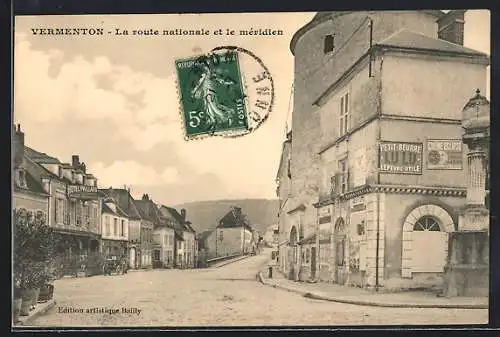 AK Vermenton, La route nationale et le méridien