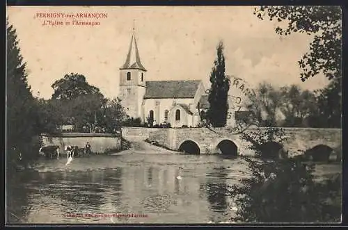 AK Perrigny-sur-Armancon, L`Église et l`Armancon