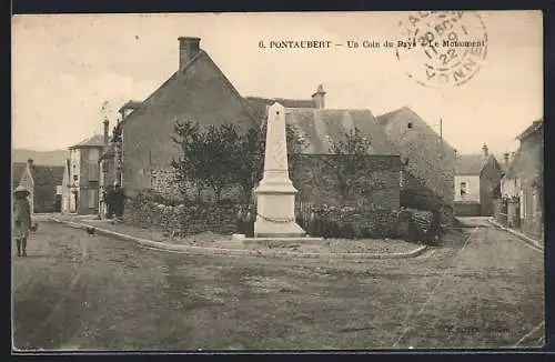 AK Pontaubert, Un Coin du Pays et le Monument