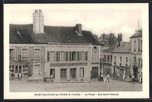 AK Saint-Sauveur-en-Puisaye /Yonne, La Place, Rue Saint-Claude