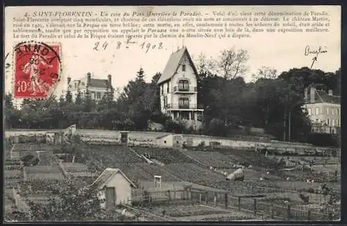 AK Saint-Florentin, Un coin du Pays, Derrière le Paradis