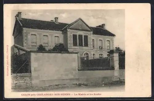 AK Crain /Coulanges-sur-Yonne, La Mairie et les Ecoles