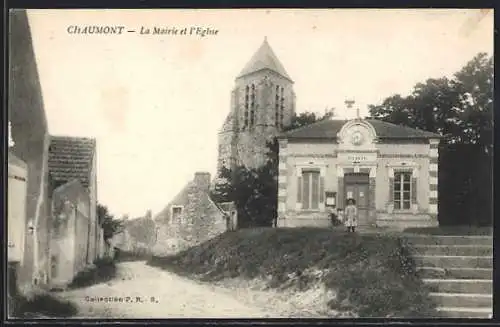 AK Chaumont, La Mairie et l`Église