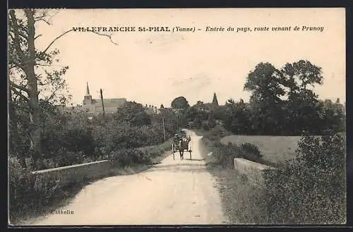 AK Villefranche St-Phal /Yonne, Entrée du pays, route venant de Prunoy