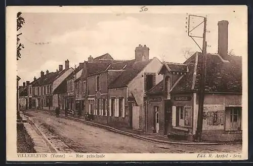 AK Villeblevin /Yonne, Rue principale