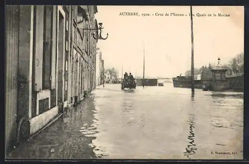 AK Auxerre, Crue de l`Yonne, les Quais de la Marine