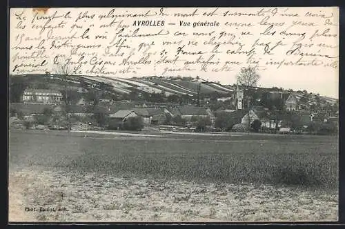 AK Avrolles, Vue générale du village et des collines environnantes