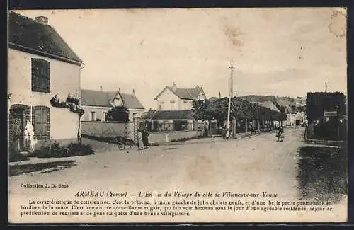 AK Armeau /Yonne, L`Entrée du village du côté de Villeneuve-sur-Yonne