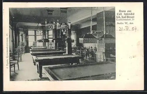 AK Berlin-Tiergarten, Cafe Splendid, Kurfürstenstr. 75, Innenansicht