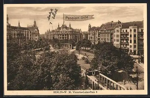 AK Berlin-Schöneberg, Viktoria Louise-Platz mit Untergrundbahneingang