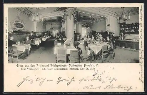 AK Schöneberg, Restaurant Reichswappen, Hauptstr. 10 Ecke Vorbergstr., Innenansicht